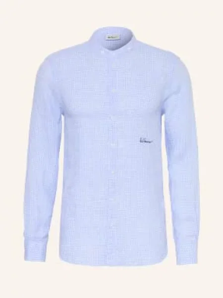 Luis Trenker Lněná Košile Lubernet Regular Fit Se Stojáčkem tmavě modrá bílá