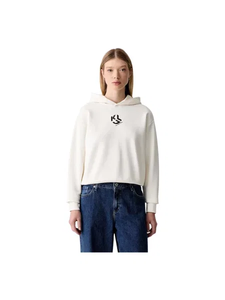Bluza z kapturem Karl Lagerfeld z kapturem beżowa