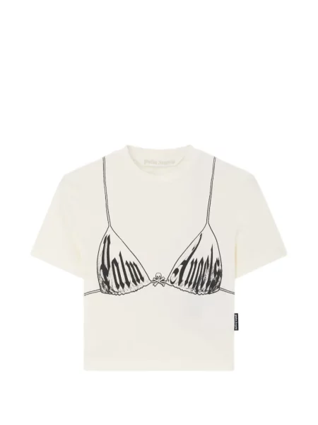 Decupat tricou Palm Angels cu imagine alb