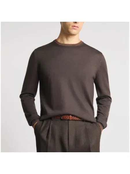 Sweter Fay wełniany brązowy