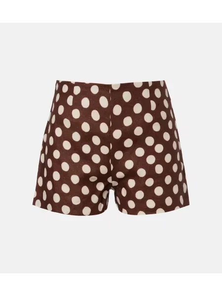 Pantaloni scurți de in Faithfull de in cu buline maro