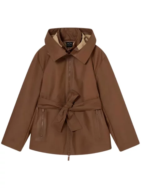 Cu centură geacă Armani Exchange cu glugă maro