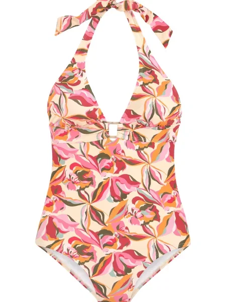 S.Oliver Costum de baie întreg crem / portocaliu închis / roz deschis alb