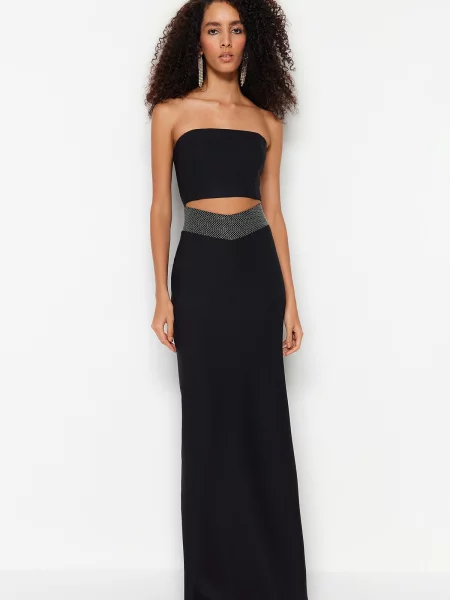 Rochie de seară Trendyol cu strasuri negru