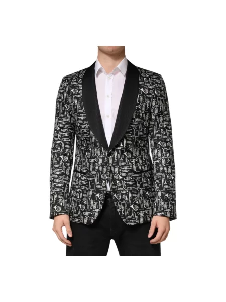 Marynarka Dolce And Gabbana wełniana jednorzędowa czarna