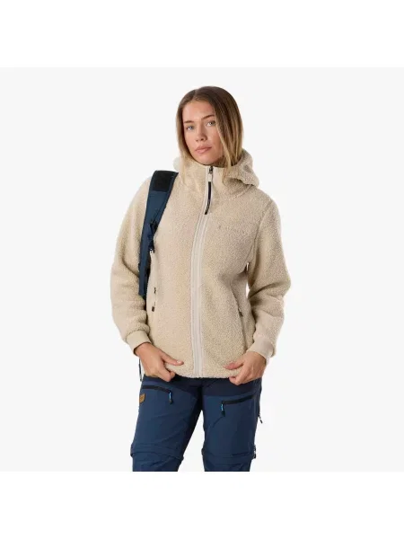 Bluza Polarowa Wędrówki Kobieta Lofoten Szybkoschnący beżowa