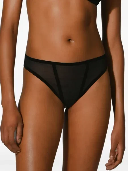 Chiloți tanga Wolford plasă negru