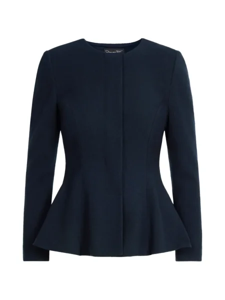 Cu peplum geacă Oscar De La Renta de lână albastru