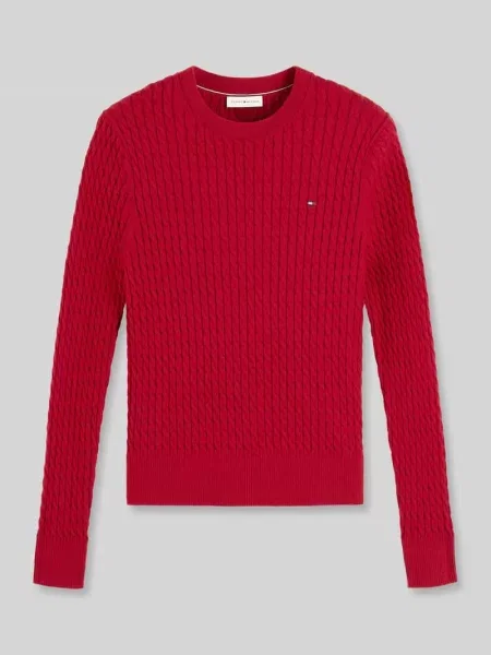 Sweter z detal z logo Tommy Hilfiger czerwony
