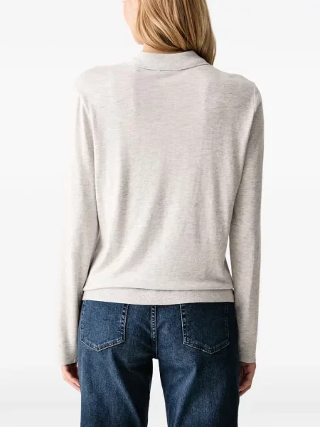 Lung tricou polo Gant gri