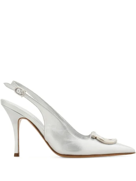 Pantofi cu toc Ferragamo slingback argintiu