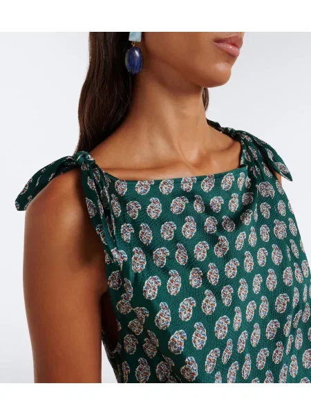 Rochie midi Dôen de mătase cu model paisley verde