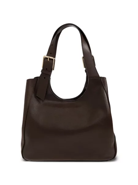 Geantă shopper Furla din piele cu cataramă maro