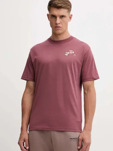 Тениска New Balance с принт розово