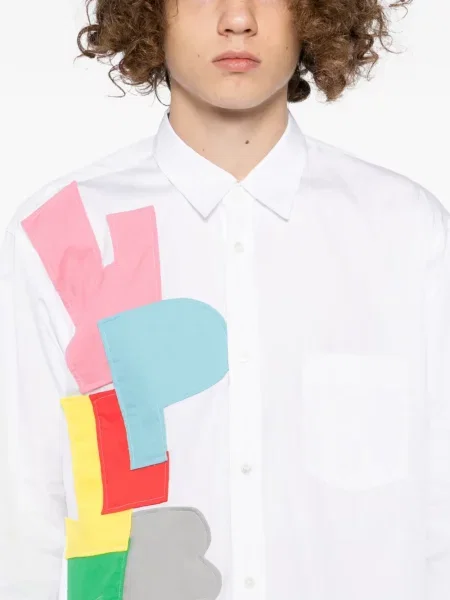 Cămașă Comme Des Garçons Shirt cu petice alb