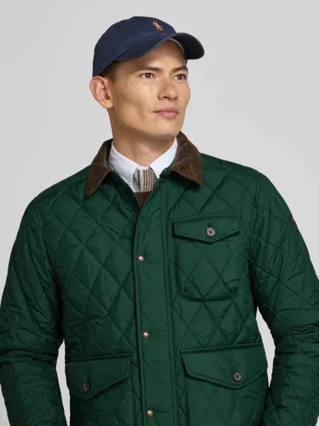 Kurtka pikowana z wykładanym kołnierzem model ‘BEATON’ Polo Ralph Lauren zielona