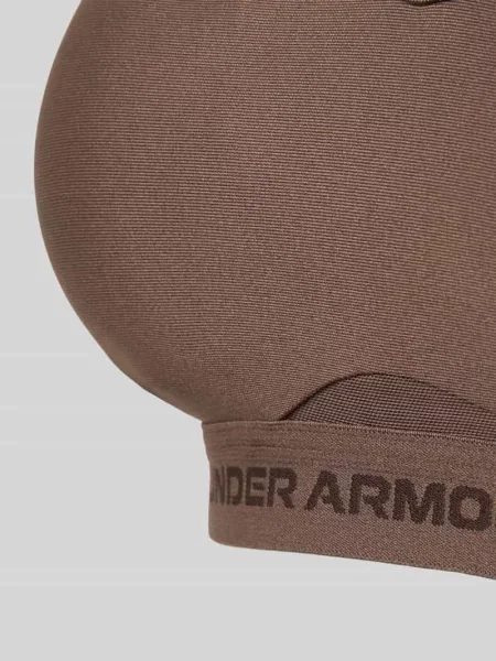 Biustonosz sportowy z napisem z logo model UA Crossback Low Bra' Under Armour brązowy