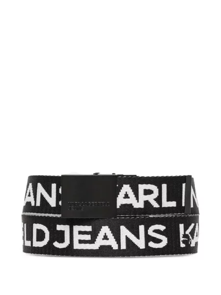 Csatos jacquard öv Karl Lagerfeld Jeans autogrammal fekete