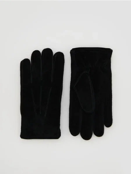 Замшевые перчатки Reserved черные