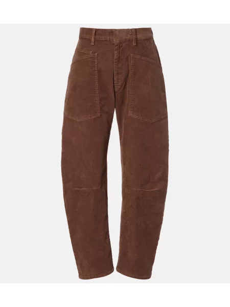Pantaloni Nili Lotan de catifea cord maro