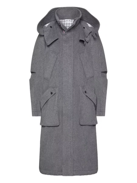 Palton Thom Browne cu glugă gri