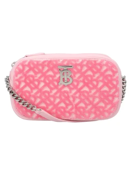 Lniana torebka Burberry różowa