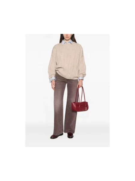 Dzianinowy sweter Allude brązowy