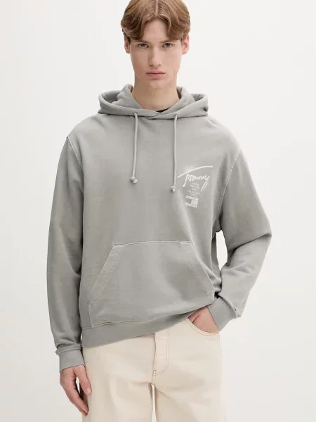 Tommy Jeans hanorac cu glugă bărbătesc din gri