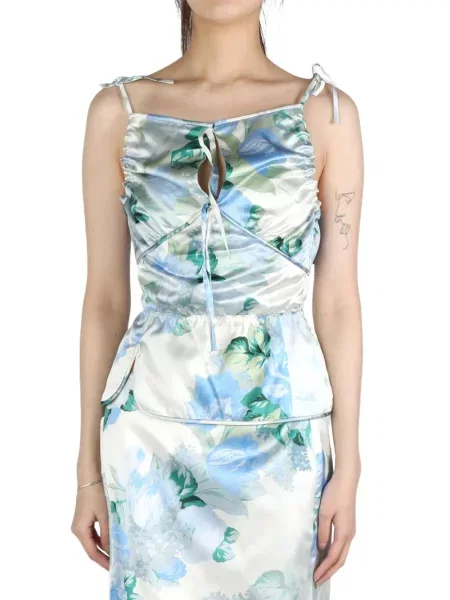 Top Meryll Rogge w kwiatki z nadrukiem niebieski