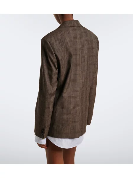 Sacou Acne Studios de lână în carouri maro