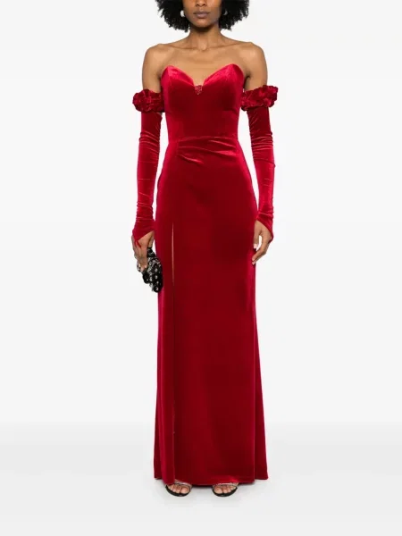 Rochie maxi Cristallini de costum roșu
