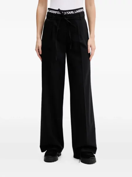 Pantaloni Karl Lagerfeld Jeans cu legături cu autograf negru
