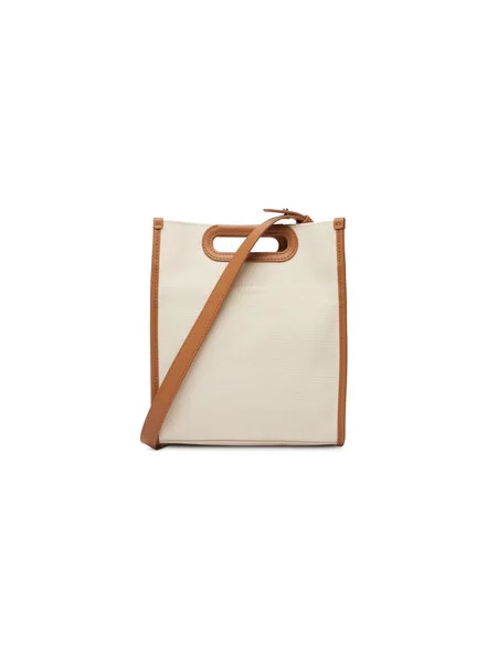 Táska Lacoste Small Heritage Canvas Tote Világos bézs