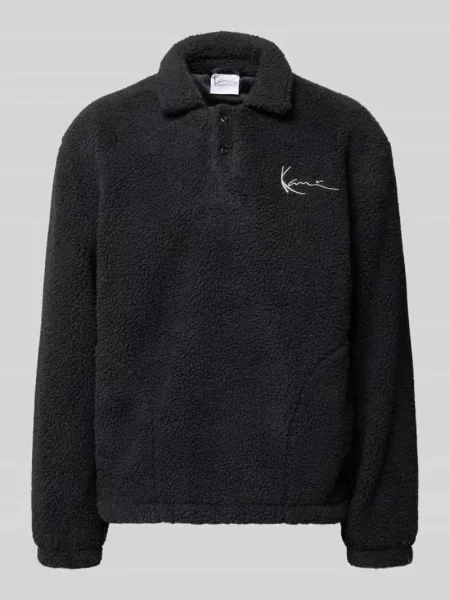 Bluza z pluszu teddy z kołnierzem wykładanym i zapięciem na Karl Kani czarna