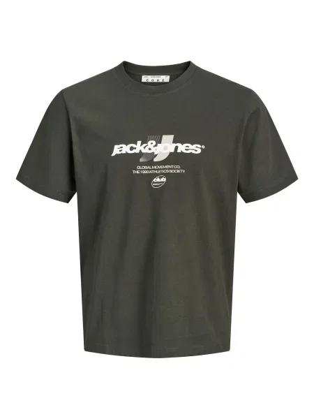 JACK & JONES Tricou JCOClub grej / verde închis alb