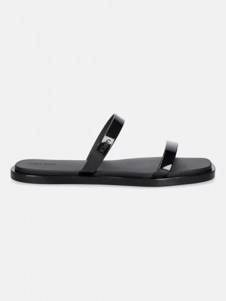 Dámske šľapky Calvin Klein Jelly Doub Bar Shiny triple black čierna