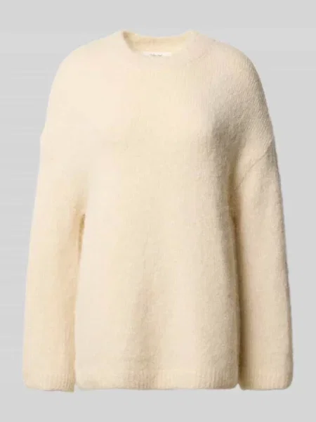 Sweter o kroju oversized z dzianiny z mieszanki wełny z alpaki model ‘GABRIELLA’ Selected Femme biały