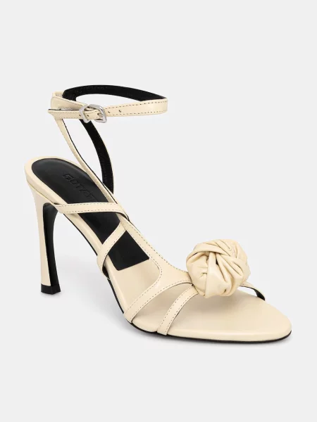 Rotate sandały na szpilce skórzane beżowe