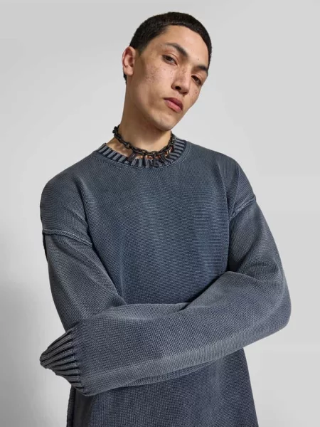 Sweter z prążkowanym ściągaczem Diesel niebieski