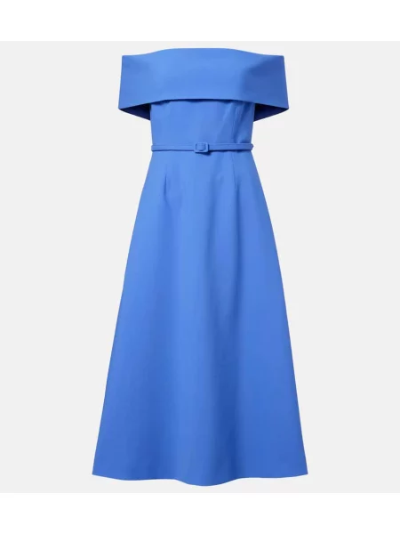 Rochie midi Carolina Herrera de lână până la genunchi de costum albastru