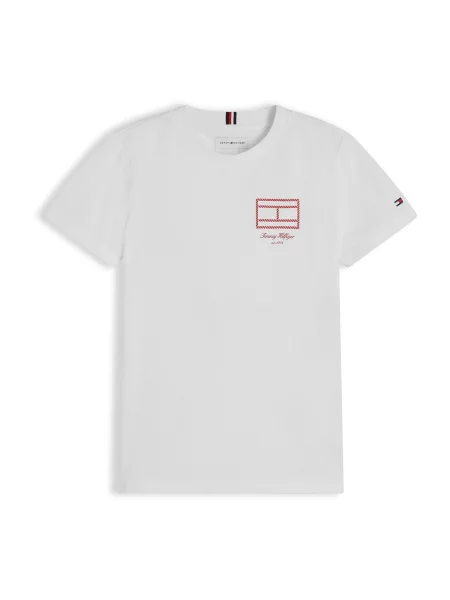 TOMMY HILFIGER Tricou Outline Flag Logo' alb