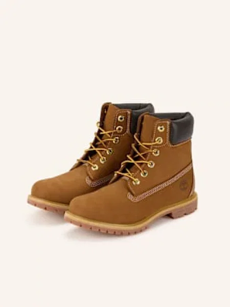 Nubukové workery Timberland PREMIUM 6 INCH BOOT na plochém hnědá