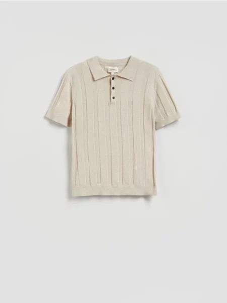 Льняная футболка Reserved бежевая