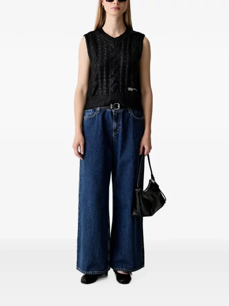 Дънки с широки крачоли Karl Lagerfeld Jeans синьо