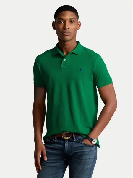 Koszulka polo o kroju slim fit z czystej bawełny Polo Ralph Lauren zielona