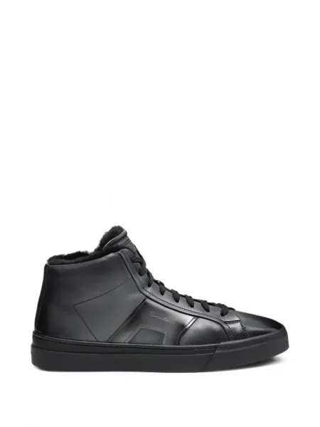 Sneakerși Santoni din piele de oaie negru