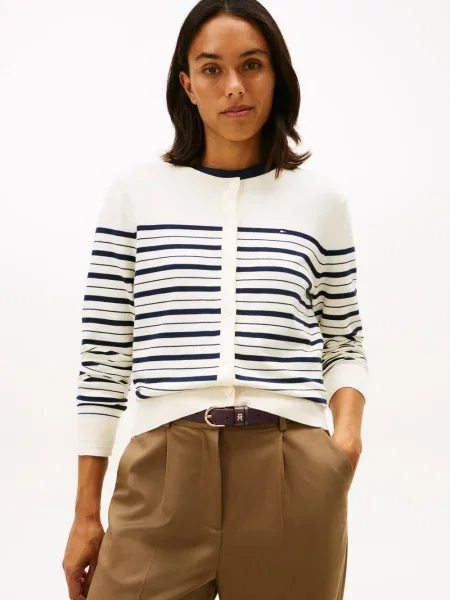 Tommy Hilfiger Kardigan Kobiety biały|niebieski w paski S beżowy
