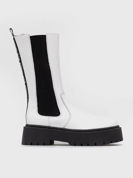 Кожени боти челси Steve Madden Vivianne с платформа бяло