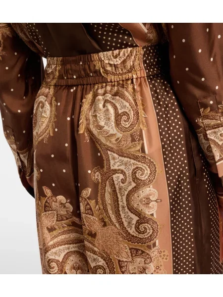 Svilen hlače palazzo Zimmermann s paisley potiskom rjava