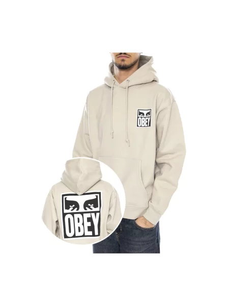 Bluza z kapturem Obey z kapturem beżowa